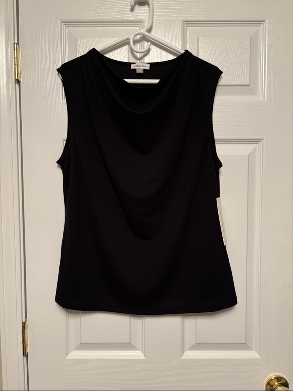 Calvin Klein Black Sleeveless Cowl Neck Tank